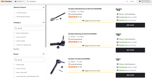 Cost to Replace Tie Rod Ends