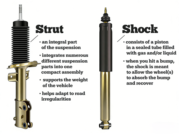 difference between shocks and struts