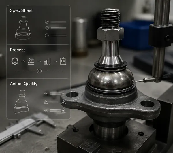 Spec Sheet vs. Actual Production Quality Gap Gap between stated specifications and actual production quality in ball joints