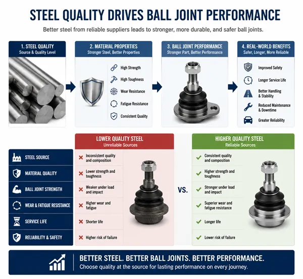 Steel material quality impact on ball joint performance