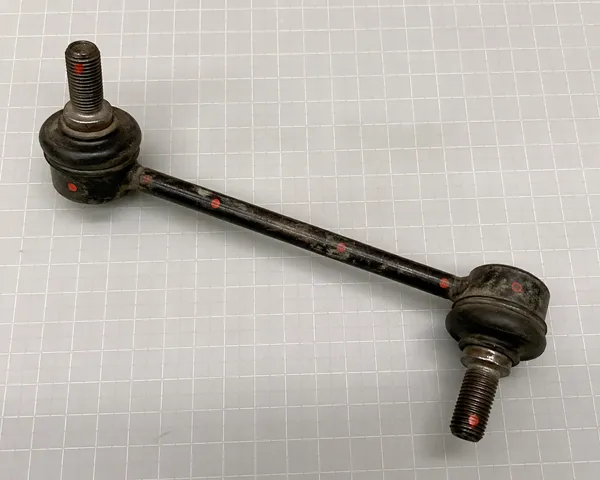 Quality control inspection points for returned sway bar link QC inspection of returned sway bar link showing measurement points