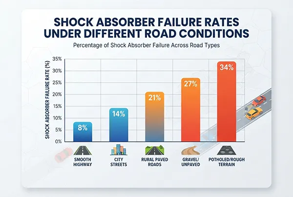 Graph showing shock absorber failure rates under different road conditions
