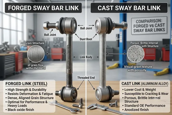 Forged vs Cast Sway Bar Link Steel Body Forged vs cast sway bar link body comparison