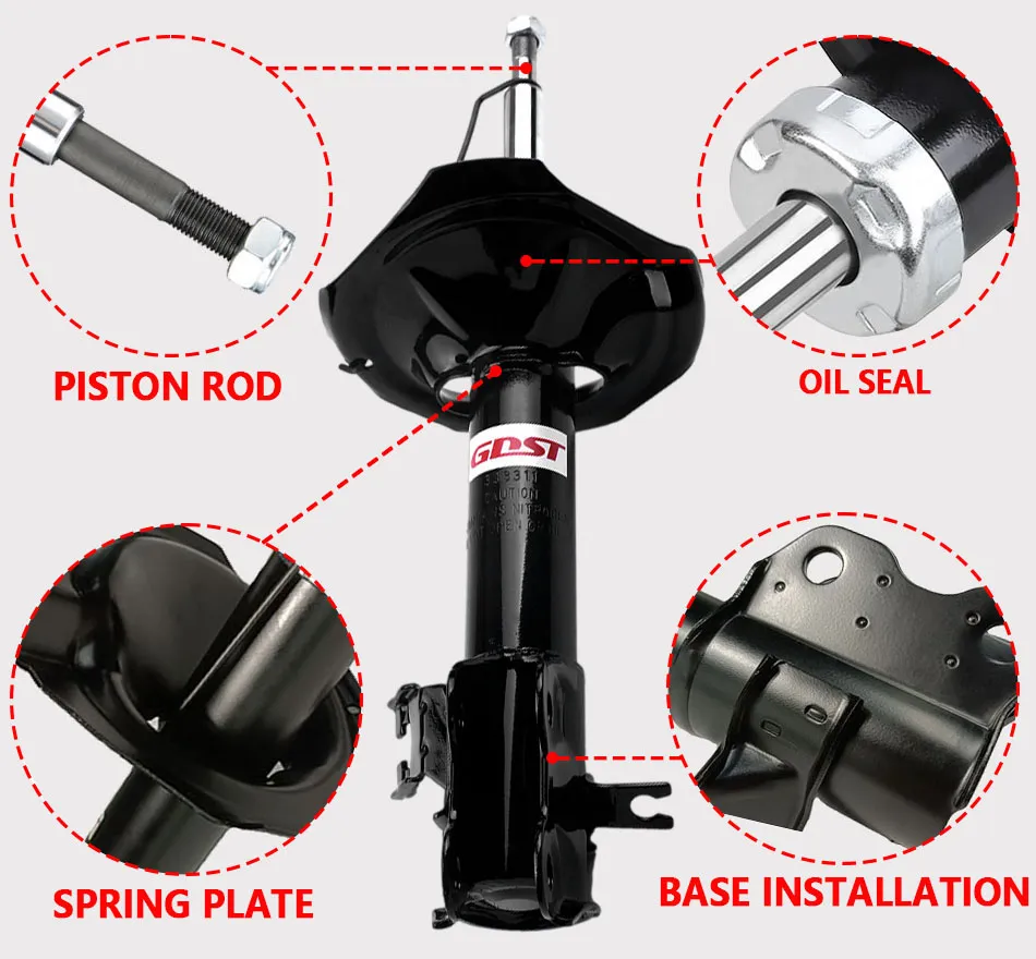 Shock absorber structure details -- cross-section view showing internal components