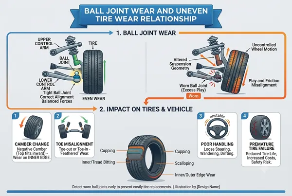 Can a Bad Ball Joint Cause Uneven Tire Wear Ball joint wear and uneven tire wear relationship