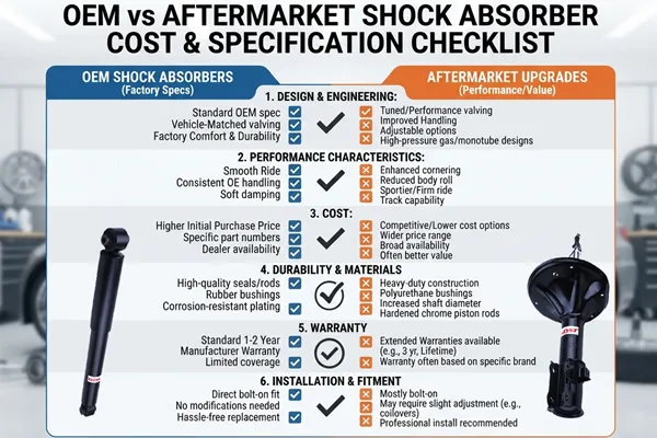 OEM vs aftermarket shock absorber cost specification checklist