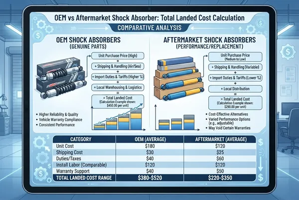 OEM vs aftermarket shock absorber cost and total landed cost calculation