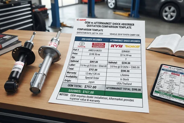 OEM vs aftermarket shock absorber cost quotation comparison template