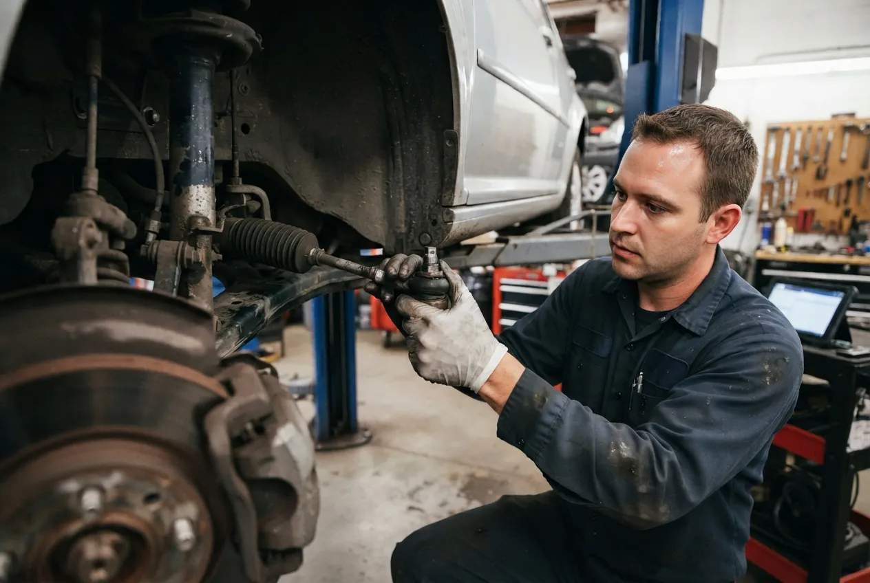 how a technician confirms a bad rack end by tracing play