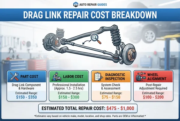 drag link repair cost breakdown for part labor inspection and alignment