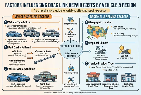 factors that change the cost to repair a drag link by vehicle and region
