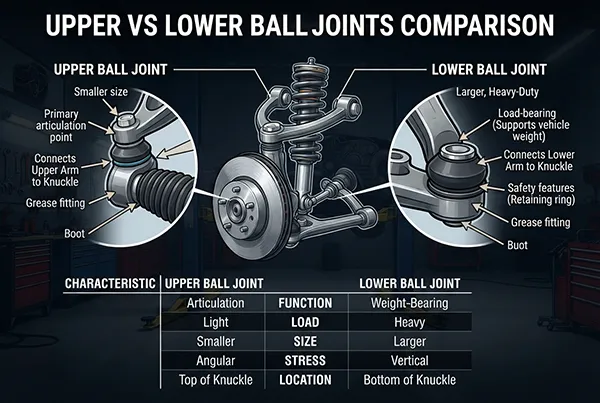Upper and lower ball joints comparison upper vs lower ball joints comparison for automotive suspension