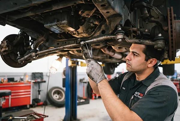 Inspecting components connected to the center link center link failure and complete steering linkage inspection