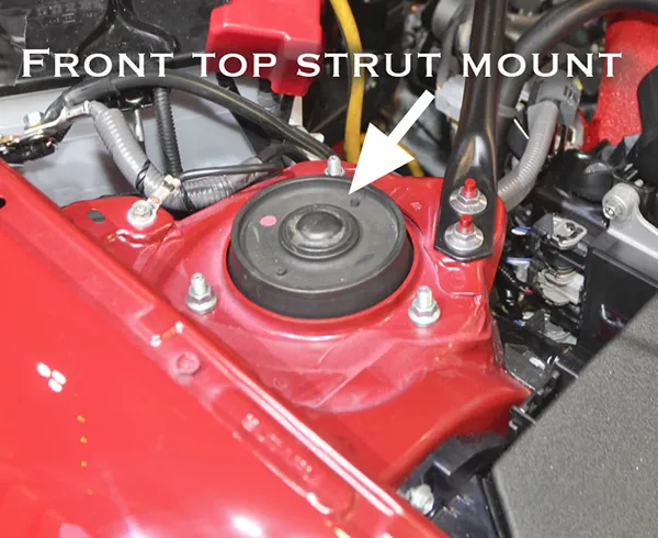front strut mount location in engine bay area
