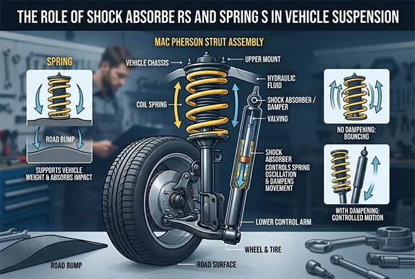 shock absorber and spring roles in a vehicle suspension