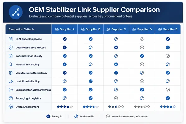 How to source reliable OEM stabilizer links OEM stabilizer link supplier evaluation for procurement managers