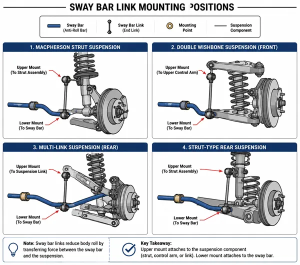 Sway Bar Link Location by Suspension Design Sway bar link mounting positions by suspension type