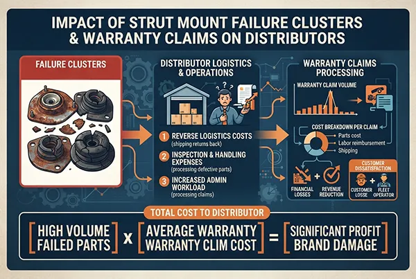The cost of a strut mount batch event cost of strut mount failure clusters and warranty claims for distributors