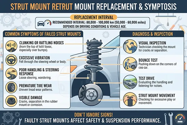 strut mount replacement interval symptoms and diagnosis