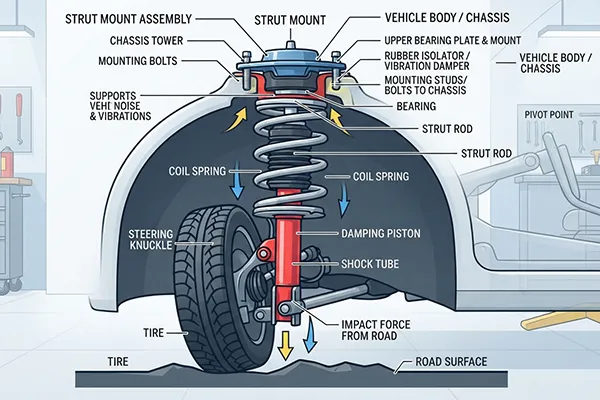 strut mount role in vehicle suspension