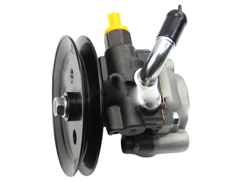 Remote reservoir power steering pump with V-belt pulley